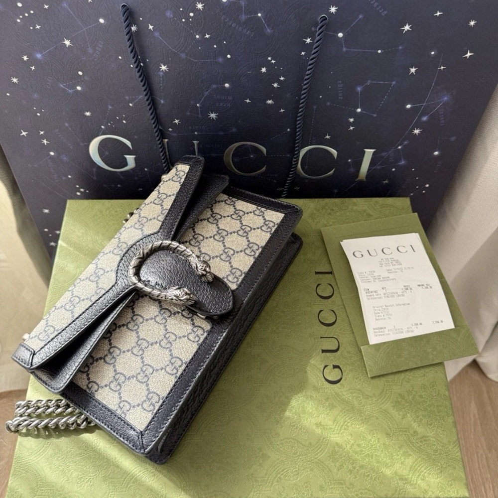 100% Authentic Gucci Dionysus GG Small Shoulder Bag 'Beige/Blue Supreme'